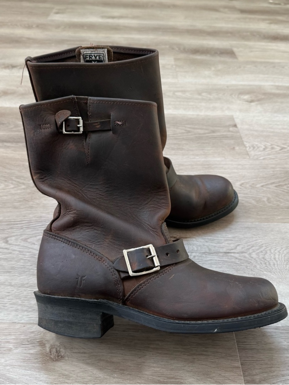 Frye Brown Leather Harness Motorcycle Riding Engineer Boots 9 M Vintage USA Made